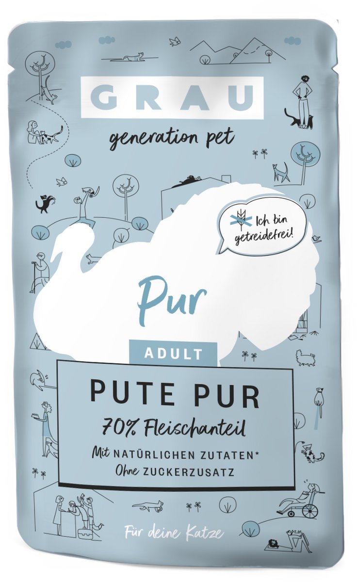 GRAU Grau kat natvoer kalkoen pouche 4x125 gr