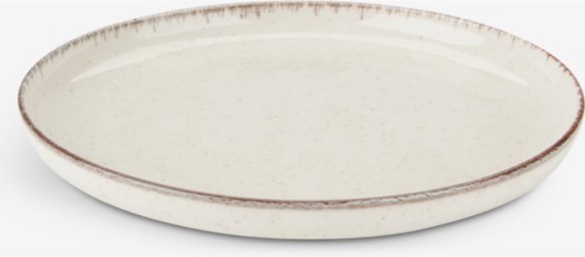 Homestar - beige met bruin rand - Set van 6 dessertborden, beige, taartborden voor 6 personen, porselein - 6stuks