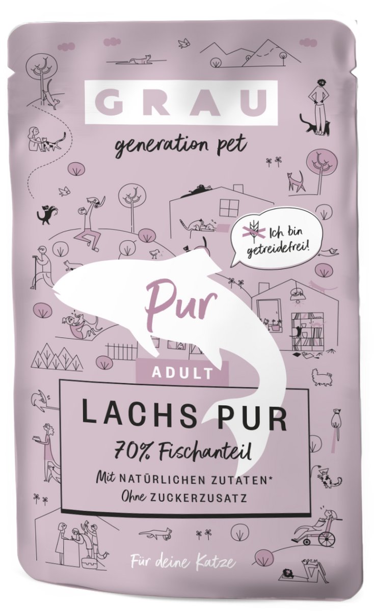 GRAU Grau kat natvoer zalm pouche 4x 125gr