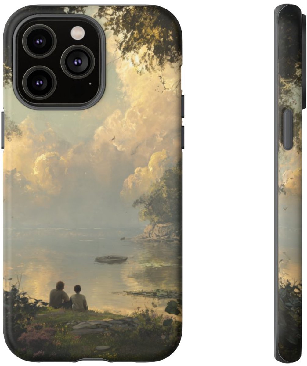 Vredig Meerlandschap met Vriendschap – Telefoonhoesje Geschikt voor iPhone 14 Pro Max