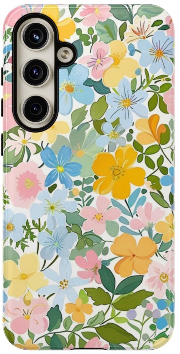 Vrolijk Pastel Bloemenpatroon – Telefoonhoesje Geschikt voor Samsung Galaxy S24 Plus