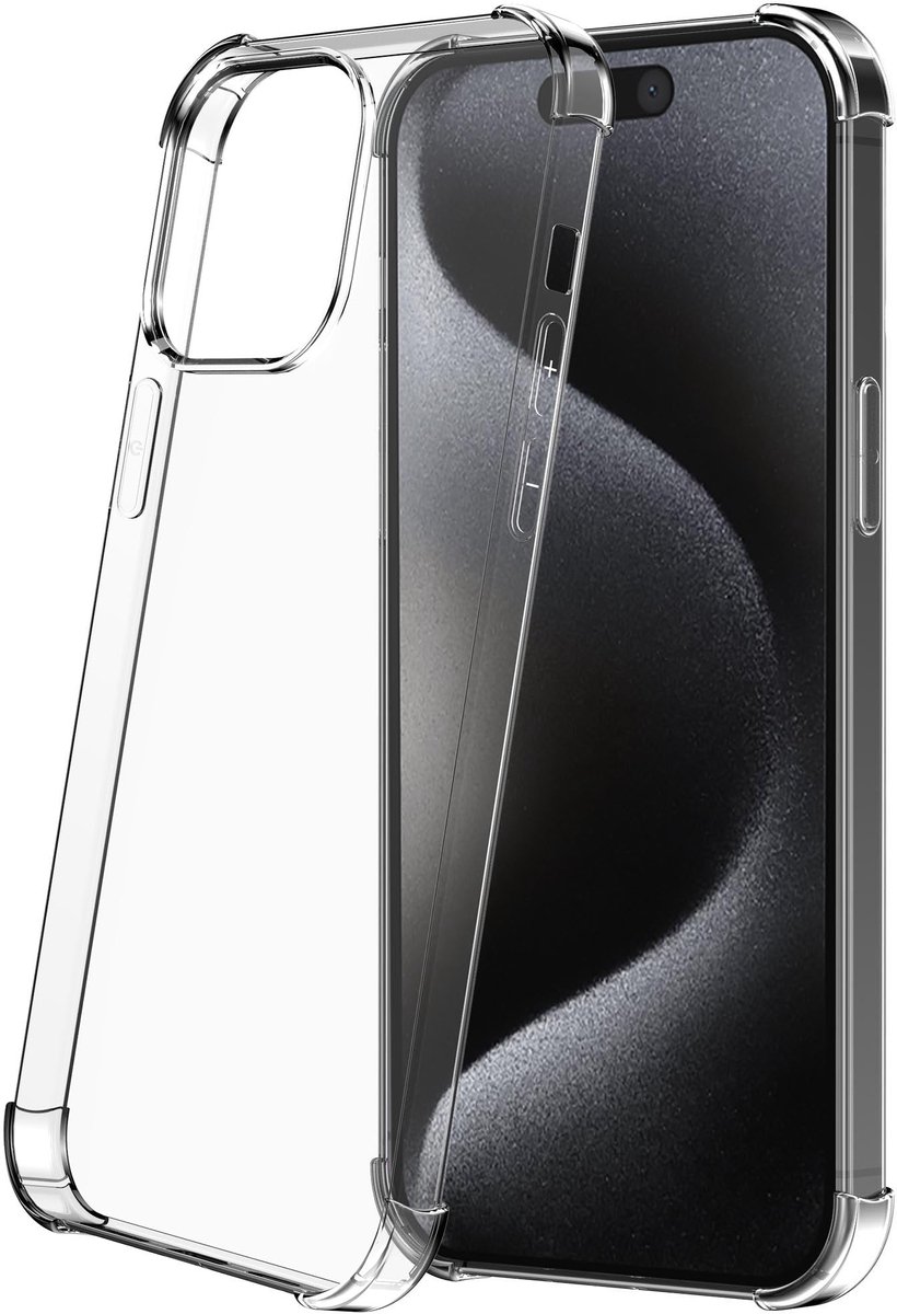 Geschikt voor iPhone 15 Pro Transparant met Stootrand - Siliconen TPU ShockProof case doorzichtig - ProtX