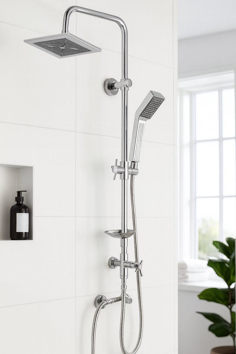 Fameilleur Regendouche Set met Handdouche- extra groot-Verstelbare Hoofddouche en Handdouche met 150 cm Slang | Luxe Douche Ervaring met Geïntegreerde Omkeerschakelaar | Stijlvol Zilver Design voor Badkamer - regen douche- douche kop- douchekop