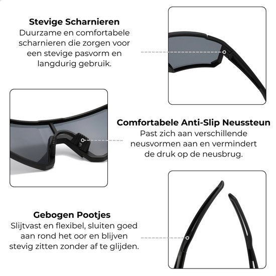 Boncy® Cyclone Zonnebril Heren & Dames - Zonnebrillen 3-Pack - Sunglasses Gepolariseerd Fietsbril Sportbril Ski - Festival Rave & Party Bril - Fietsbrillen Sportbrillen van Boncy — afbeelding 3