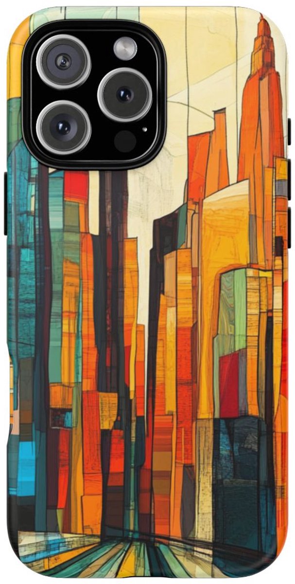 Abstracte Stadsgezicht Lijntekening – Telefoonhoesje Geschikt voor iPhone 16 Pro Max