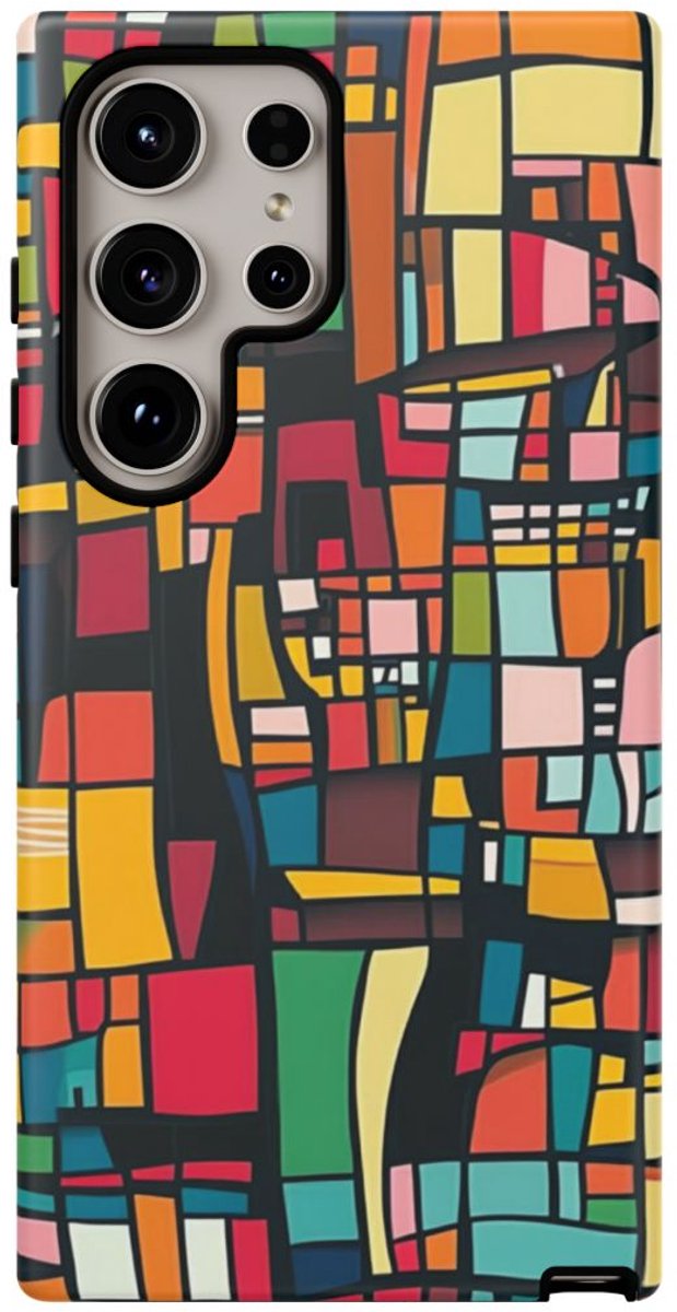 Abstract Kleurrijk Geometrisch Patroon – Telefoonhoesje Geschikt voor Galaxy S24 Ultra