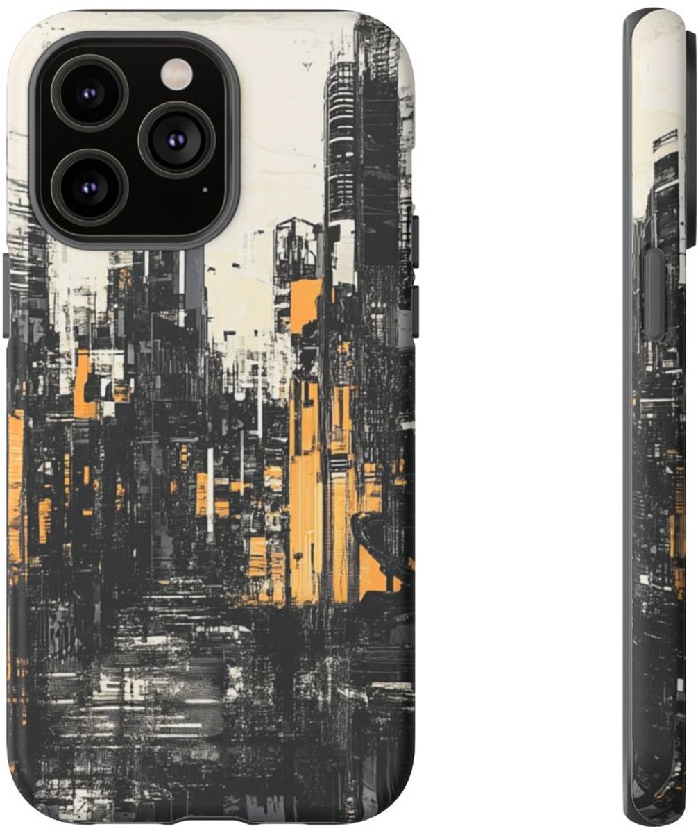 Abstracte Stedelijke Lijntekening – Telefoonhoesje Geschikt voor iPhone 14 Pro Max