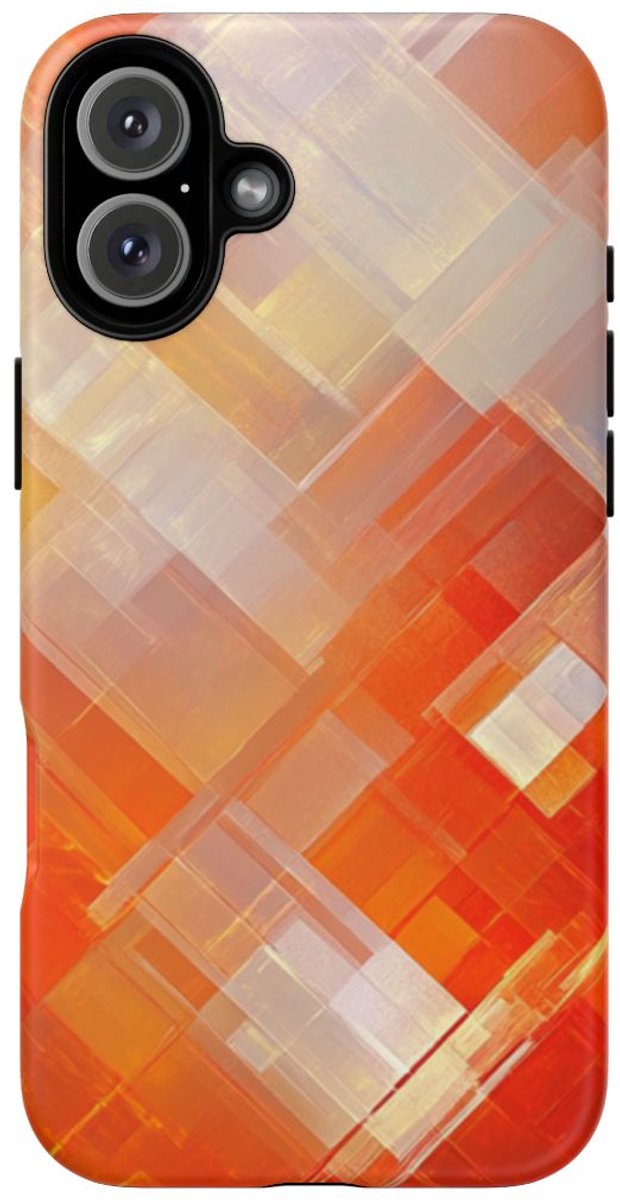 Abstract Geometrisch Oranje Patroon – Telefoonhoesje Geschikt voor iPhone 16 Plus