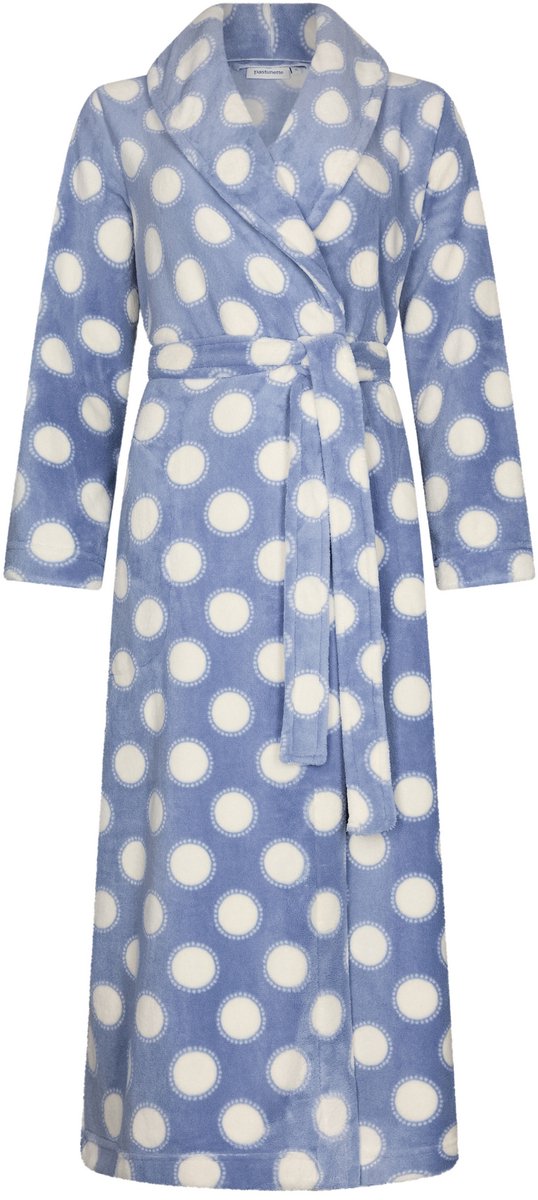 Pastunette - Badjas - Blue Fog - Fleece - Blauw/Wit - Lang - Maat XL