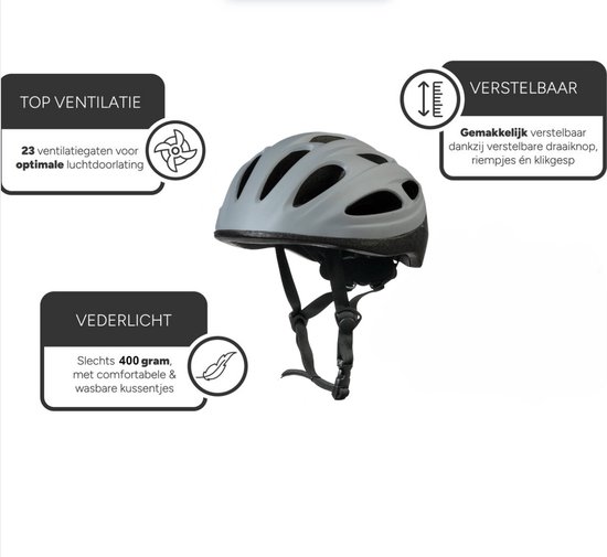 Fietshelm - Volwassen - Verstelbaar - Maat L 58-61 cm - off white — afbeelding 3