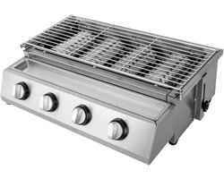 Gasbarbecue - Rookloze BBQ Grill - 4 Branders - Roestvrij Staal - Draagbare LPG Buitenkeuken - In…