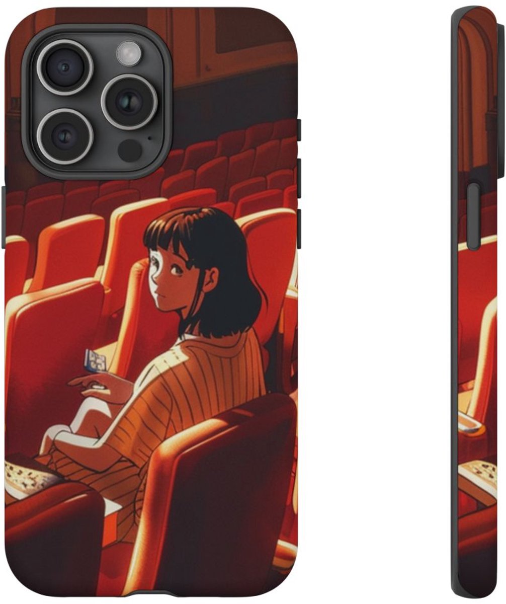 Meisje in Rode Theaterstoelen – Telefoonhoesje Geschikt voor iPhone 15 Pro Max