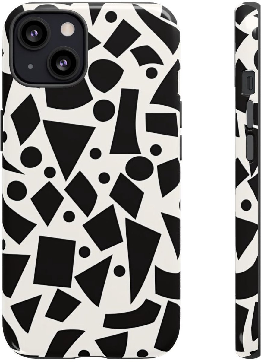 Zwart-Wit Geometrisch Abstract Patroon – Telefoonhoesje Geschikt voor iPhone 13