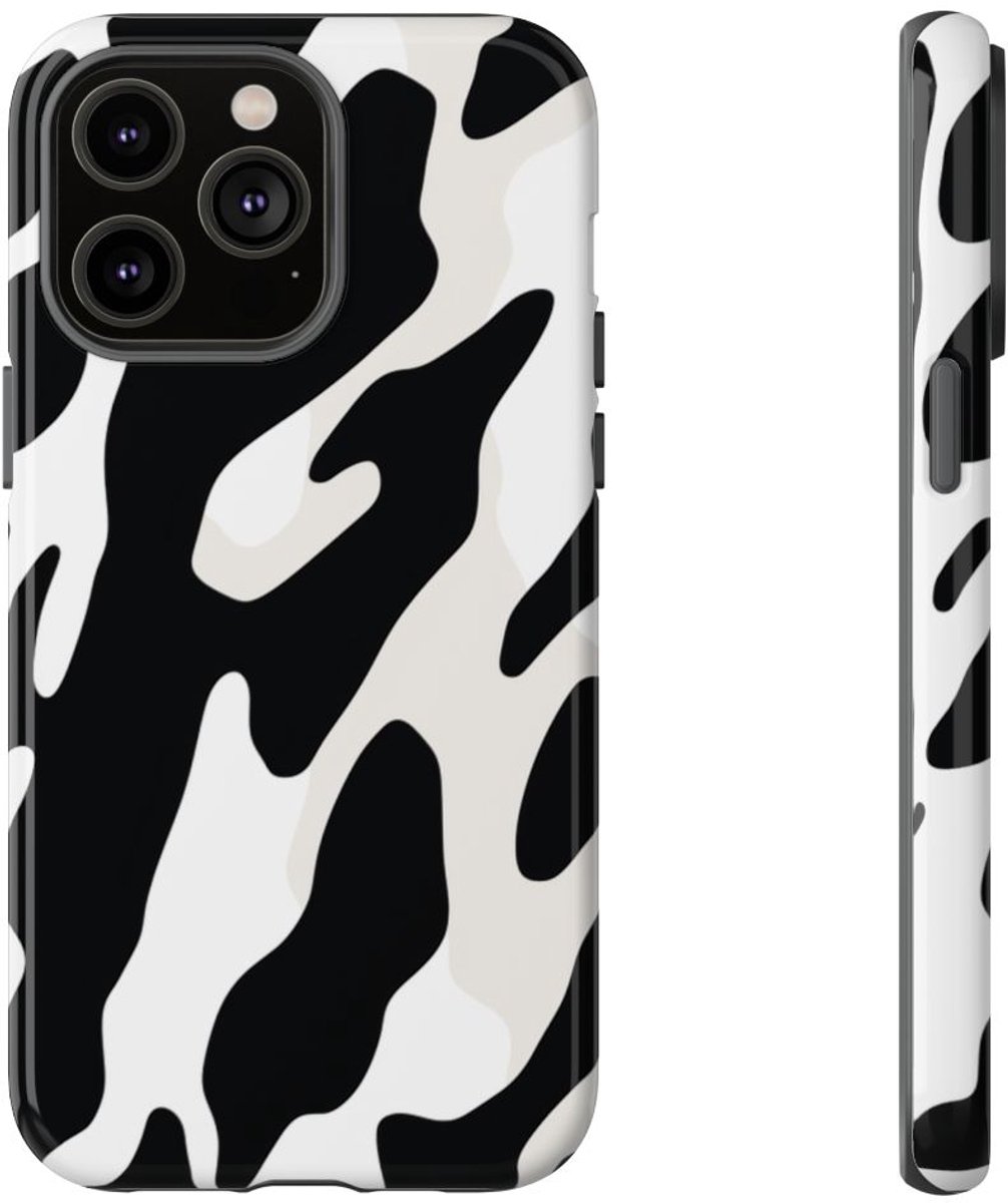 Zwart-Wit Koeienhuidpatroon – Telefoonhoesje Geschikt voor iPhone 14 Pro Max