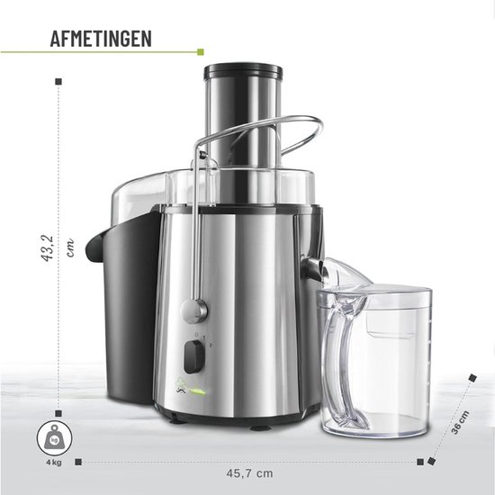 Hoogwaardige Sapcentrifuge Voor Groenten En Fruit - 850W Met 2 Snelheden - Centrifugaal Juicer Voor Sinaasappel En Citrus - Brede Opening 75mm - Antislip Bodem — afbeelding 2