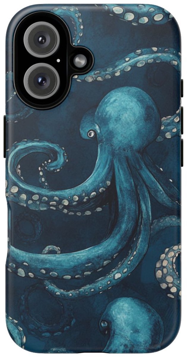 Blauw Octopus Tentakelpatroon – Telefoonhoesje Geschikt voor iPhone 16