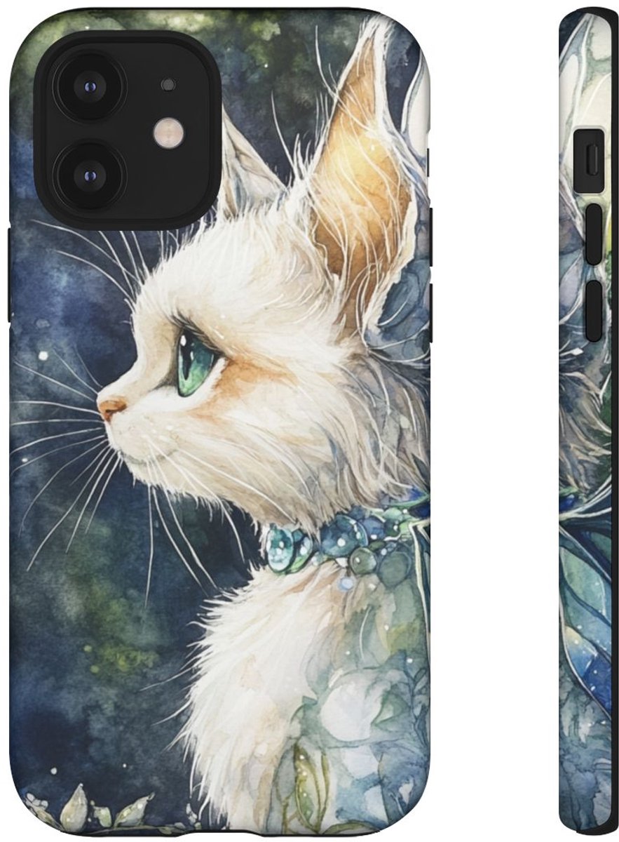 Aquarel Sprookjeskat met Feeënvleugels – Telefoonhoesje Geschikt voor iPhone 12