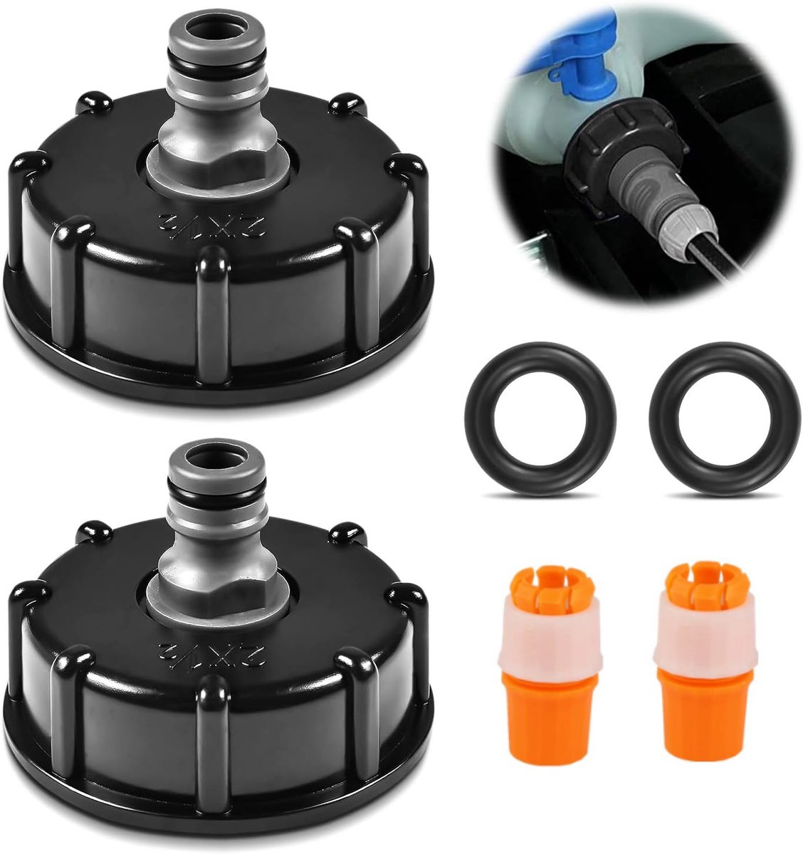 IBC Tankdekseladapter - IBC-containers - Accessoires - IBC Tankaccessoires - S60 x 6 - 1/2 inch - Grove draad - Nippelklepadapter voor IBC-tankaansluitingen, Vervangende klepadapter