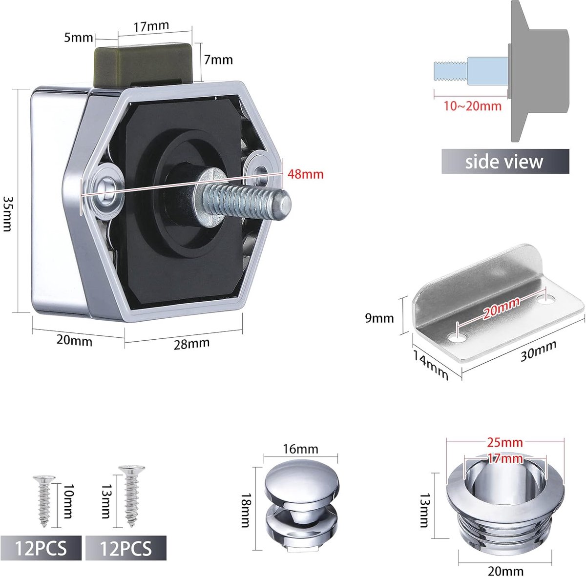 6 Pcs Push Button Lock, Drawer Lock and Cabinet Door Lock, Keyless Door Locks for RV, Yacht, Boat, Caravan — cadeau in Cadeau-ideeën - foto 4