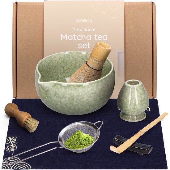 7 Pièce Matcha Set : Broom, Tea Set, Spoon, Whisk Holder 7 Pièce Matcha Set : Broom, Tea Set, Spoon, Whisk Holder