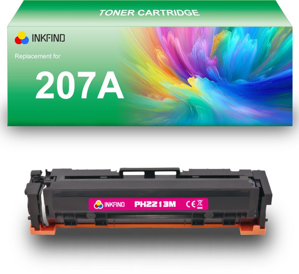 Image of INKFIND 207A (W2213A) Magenta tonercartridge compatibel met HP 207A (W2213A) Magenta toner cartridge - 1-pack Magenta