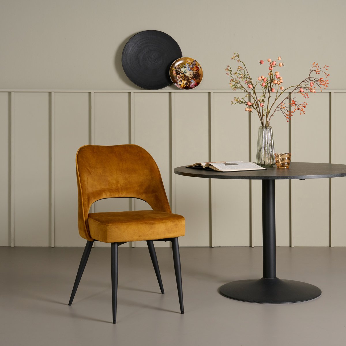 Eetkamerstoel Duiven - Stof - Goud - 55x86x63 cm (BxHxD)