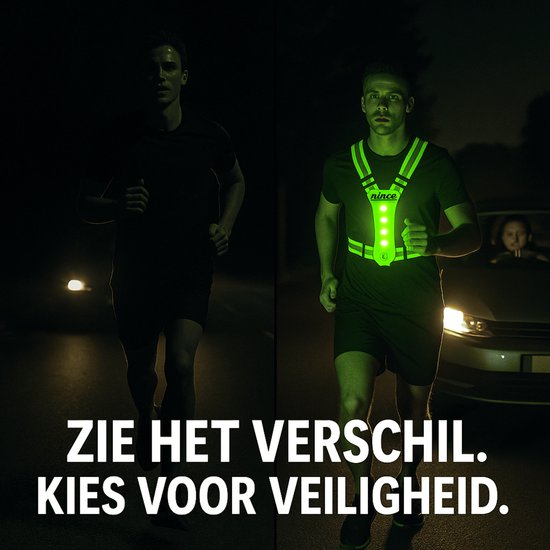 Nince Hardloop Verlichting - LED Hardloopvest USB Oplaadbaar - Reflecterend Veiligheidsvest One Size