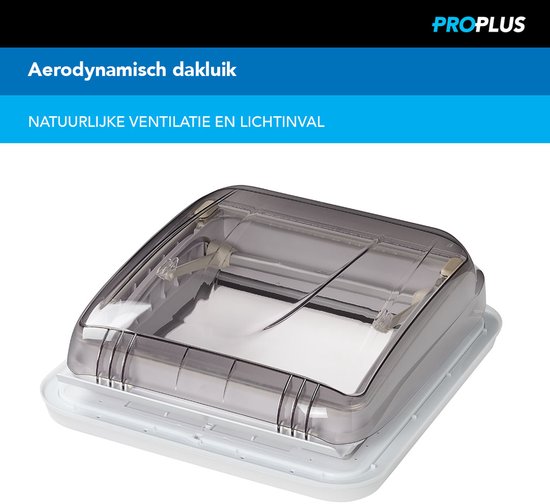 ProPlus Dakluik - 40 x 40 cm - Zonder permanente ventilatie - Dakraam Caravan - Maximale openingshoek: 60° - Insectenhor - Transparant van ProPlus — afbeelding 2