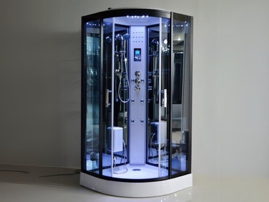 Stoomcabine met waterjets - halfrond - 90x90x215 cm - Zwart / wit