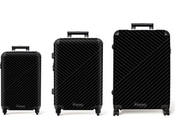 NoBoringSuitcases.com NoBoringSuitcases.com® - Kofferset 3 delig - Koffer lichtgewicht - Zwart met abstracte lijnen - Reiskoffer set met 4 wielen - Koffers met TSA slot