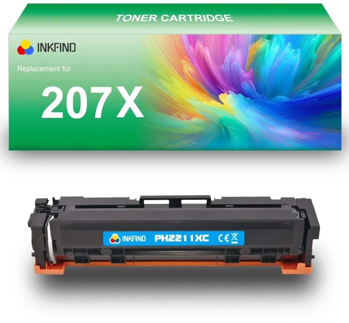 INKFIND 207X (W2211X) Cyaan tonercartridge compatibel met HP 207X (W2211X) Cyaan toner cartridge - 1-pack Cyaan