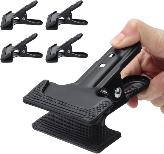Foto: Veerklemmen type zwart plastic harde grip clips brede mond veerklemmen set voor fotostudio achtergronden houtbewerking doe het zelf projecten klemmen voor creatieve projecten