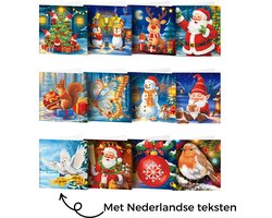 Adorzy Diamond Painting Kerstkaarten Met Nederlandse Teksten – 12 Kerstkaarten met envelop - Diamond Painting Volwassenen – Diamond Painting Volledig Pakket