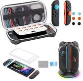 PlayCool Nintendo Switch 2 Accessoirebundel – Complete Reisset met Draagtas, RGB Oplaadstation voor Joy-Cons & Screenprotector met Installatietray