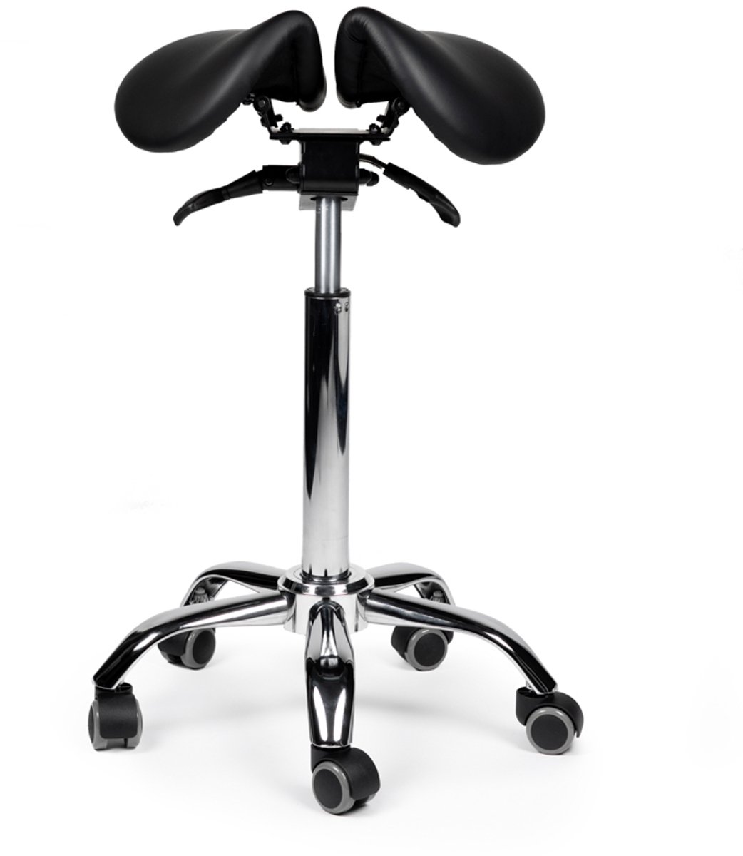 Ergonomische kantelbare Zadelkruk Zwart op wielen