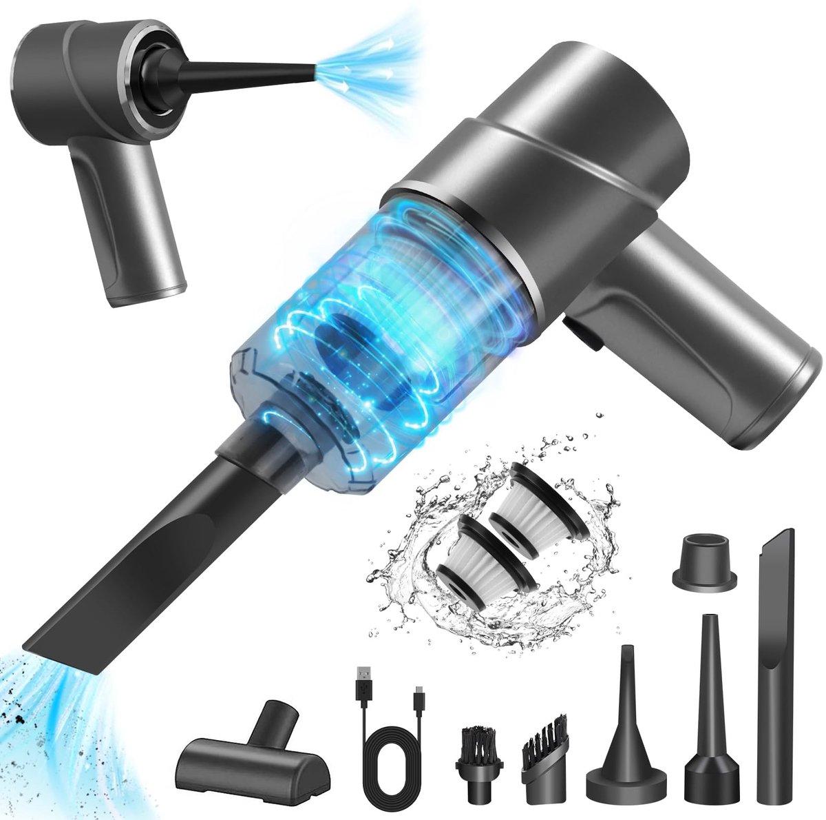 FLASHMART Draadloze Kruimelzuiger 7000PA met 5 Accessoires - FLASHMART S.R.L. - €28,00