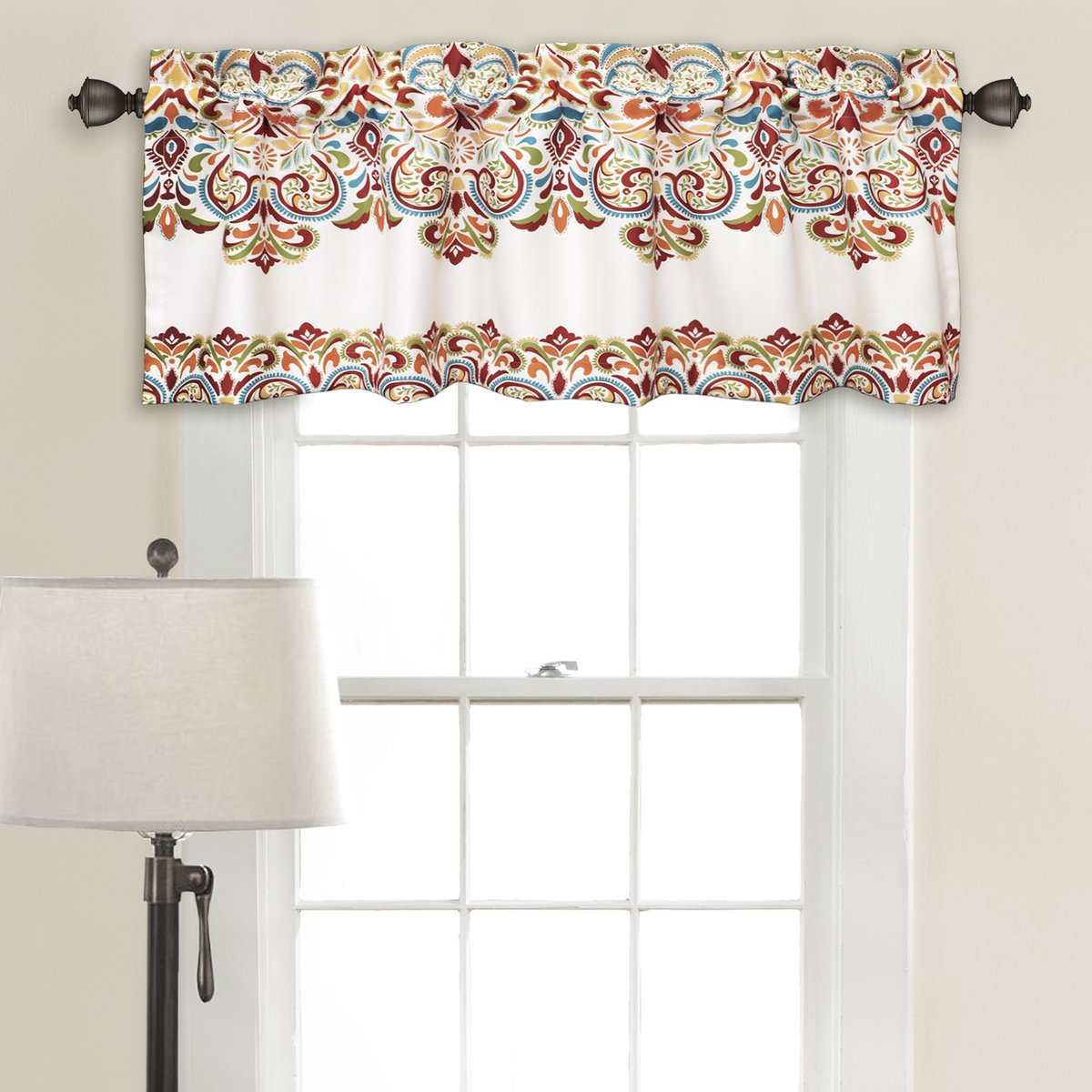 Ibenzoa Luxe Enkel Gordijn met Paisley Damast Print in Bohemian Stijl voor Slaapkamer en Woonkamer kleurrijk