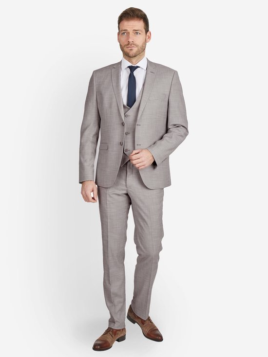 Heren pak driedelige pak effen kleur slank pak casual bruiloft zakelijke formele jurk, Wit, M