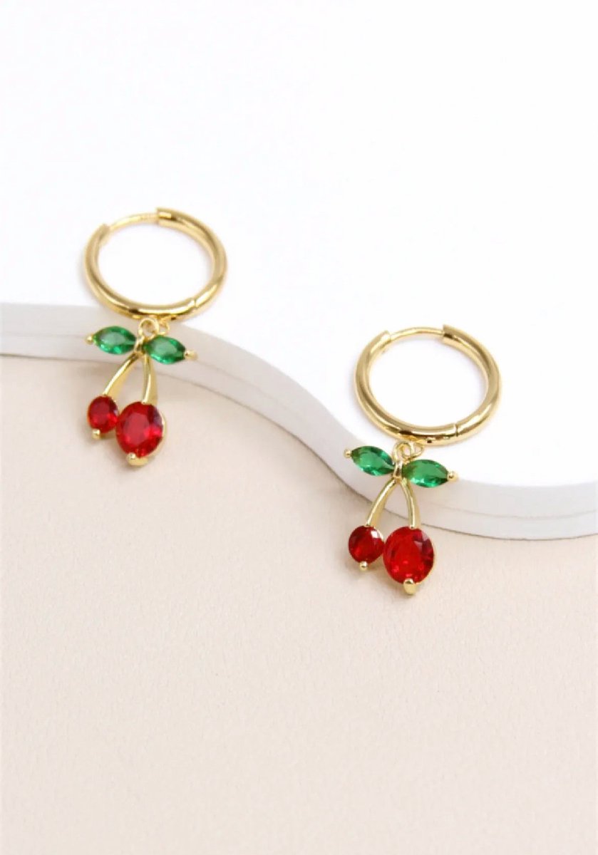 Boucles d’oreilles cerises - femme - bijoux - doré - Belissima