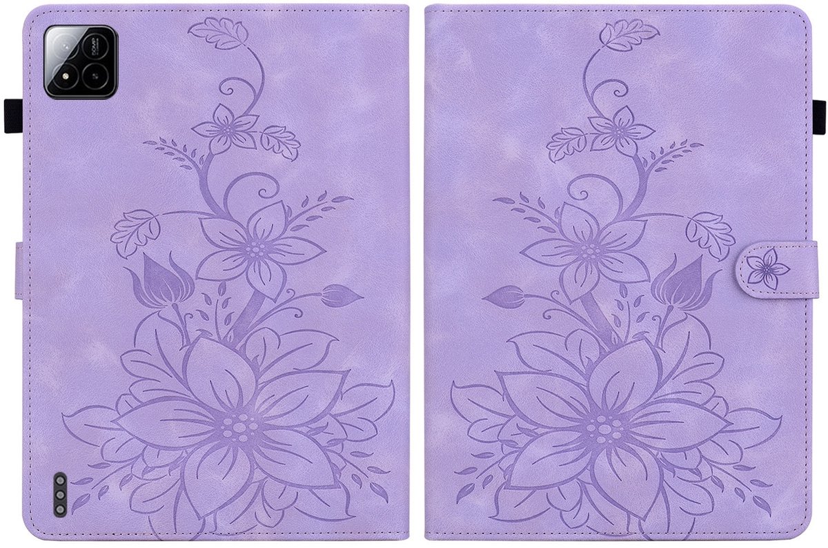 Luxe Bescherm-Etui Hoes Map voor Xiaomi Pad 7 - 7 PRO - " Lelie " Paars