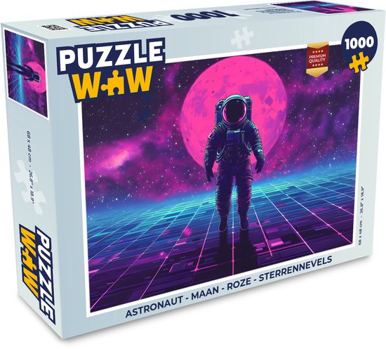 Puzzel Astronaut - Maan - Roze - Sterrennevels - Legpuzzel - Puzzel 1000 stukjes volwassenen
