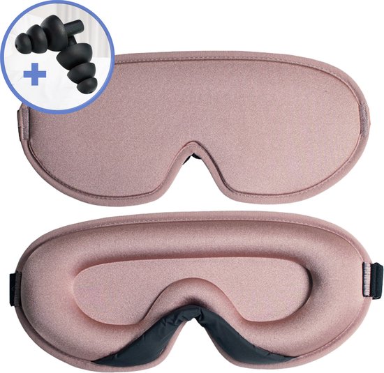 Hilvard - Slaapmasker - Oogmasker - Inclusief Slaap oordopjes - 100% Verduisterend - Verstelbaar - Ergonomisch - Roze