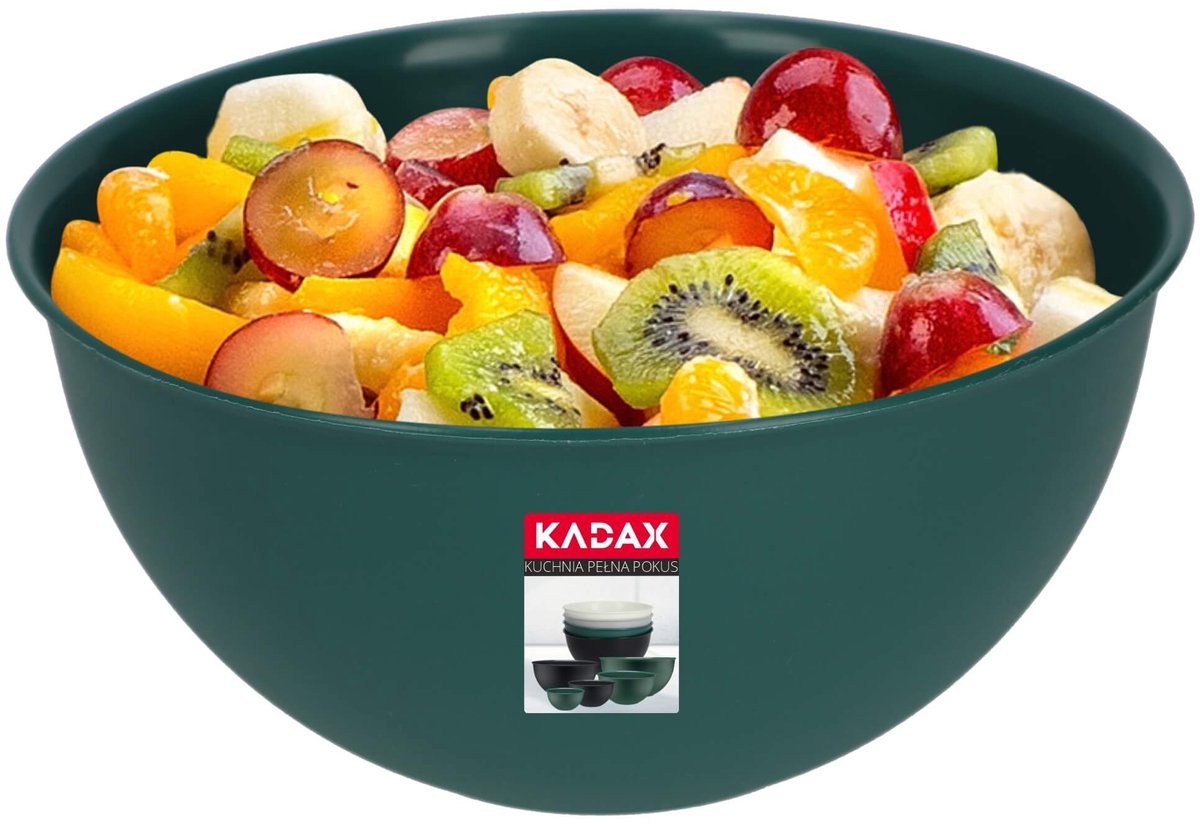 KADAX Kom van kunststof, slakom, stapelbare mengkom, plastic kom, keukenkom, ronde serveerschaal voor keuken, salade, deeg, vaatwasmachinebestendig (1 l, groen)