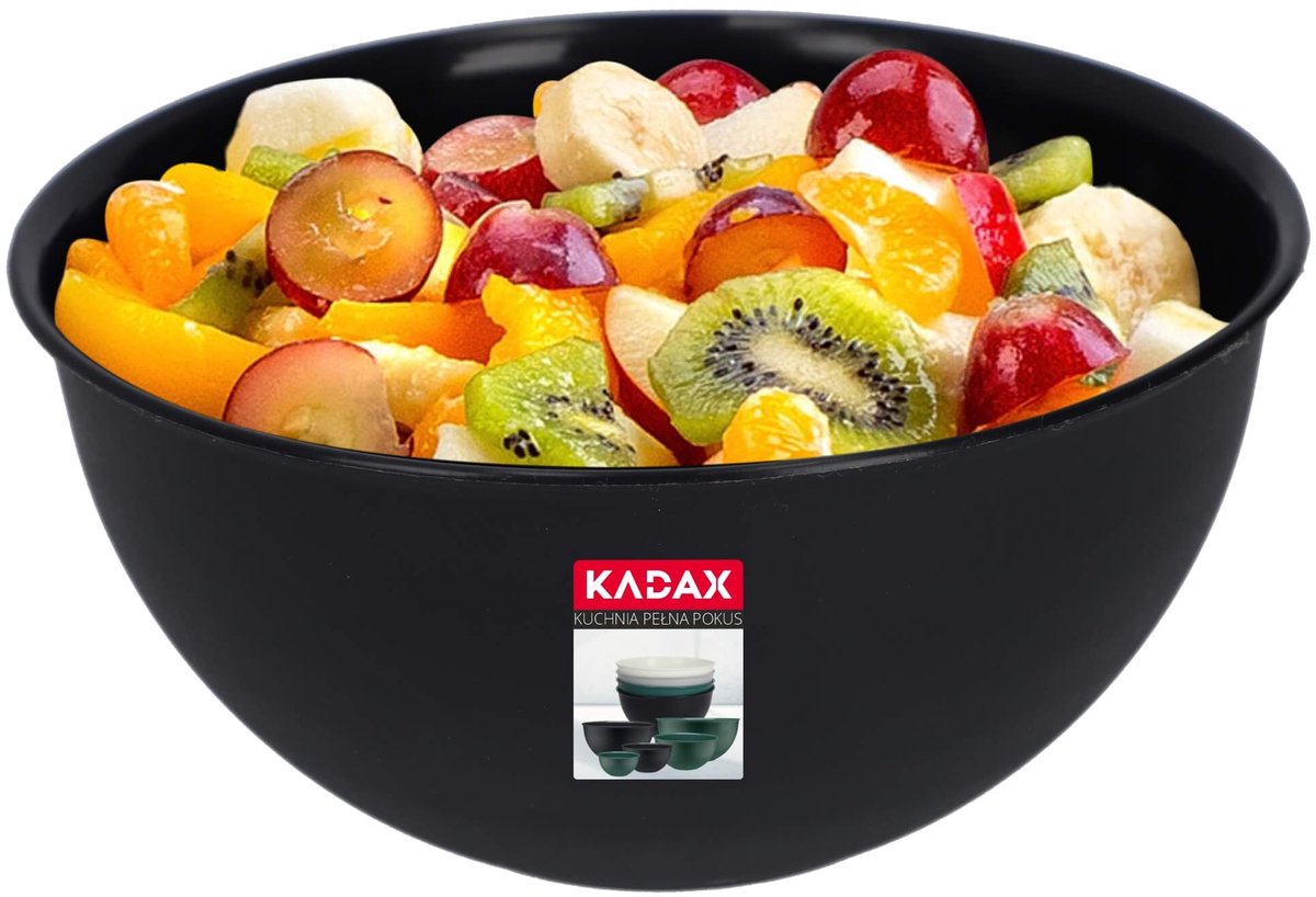 KADAX Kom van kunststof, slakom, stapelbare mengkom, plastic kom, keukenkom, ronde serveerschaal voor keuken, salade, deeg, vaatwasmachinebestendig (1 l, antraciet)