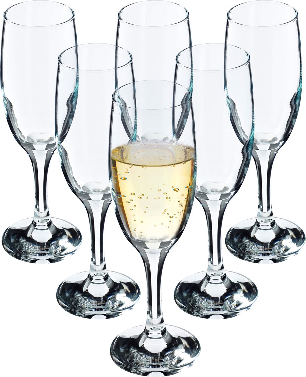 KADAX Wijnglazen, vaatwasmachinebestendige wijnkelk, hoogwaardige en elegante glazenset voor rode en witte wijn, kelkglazen voor het serveren van wijn en champagne (6 x 190 ml, voor champagne)
