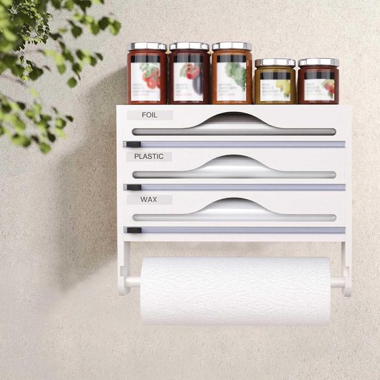 3-in-1 vershoudfoliedispenser, keukenrolhouder met keukenrolhouder