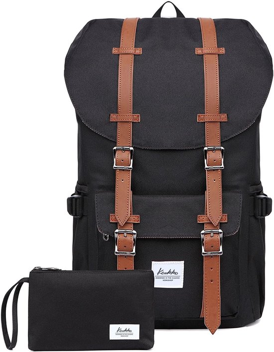 Lekeinchi Rolltop Rugzak voor dames en heren, elegante laptoprugzak, waterdicht, met 17 inch laptopvak, grote reisrugzak, dagrugzak, schoolrugzak voor reizen, universiteit, school, werk, zwart, XL