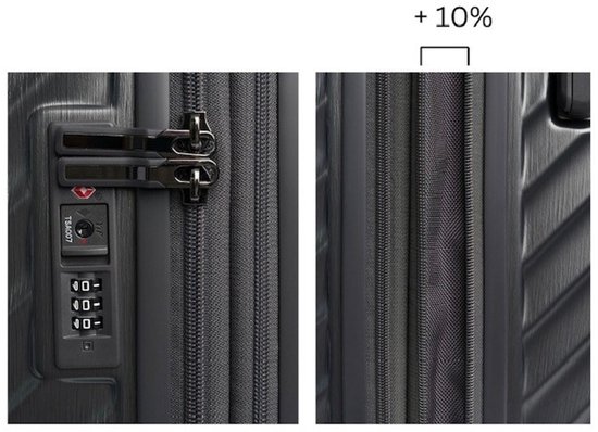 CarryOn Trunk Kofferset 3 Delig Harde Trolley TSA Slot 4 Wielen Met Expander Zwart 2360918973