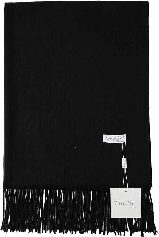 Emilie Collection - sjaal - zwart - pashmina - omslagdoek - 200X70CM - 100% Gerecycled polyester