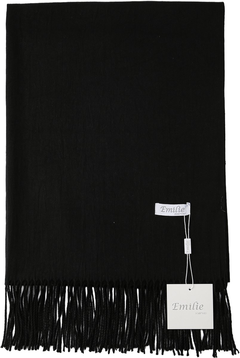 Emilie Collection - sjaal - zwart - pashmina - omslagdoek - 200X70CM - 100% Gerecycled polyester